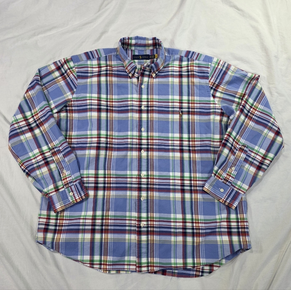 Ralph Lauren Extra Big Multicolor Plaid Long Sleeve Button Down Shirt. 1XB - Picture 4 of 9